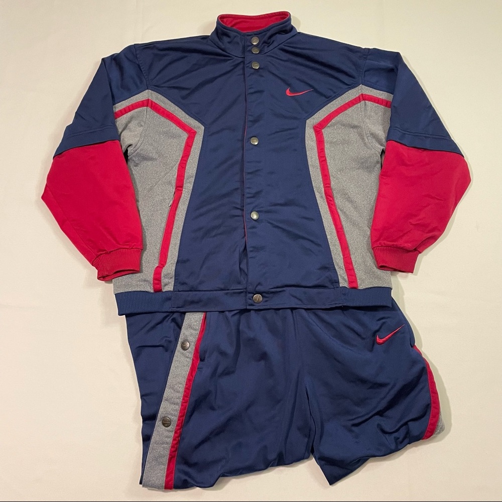 Vintage Nike Kids 2 Piece Snap Button Track Suit Size Large